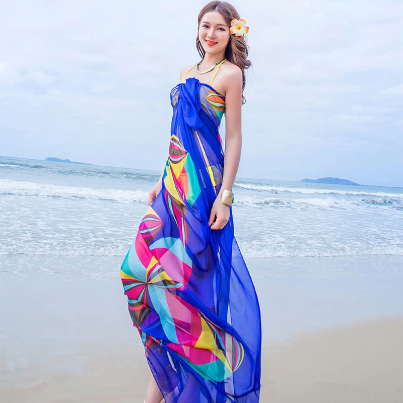 Printed Wrap Skirt - Parbones-Écharpe de plage en mousseline de