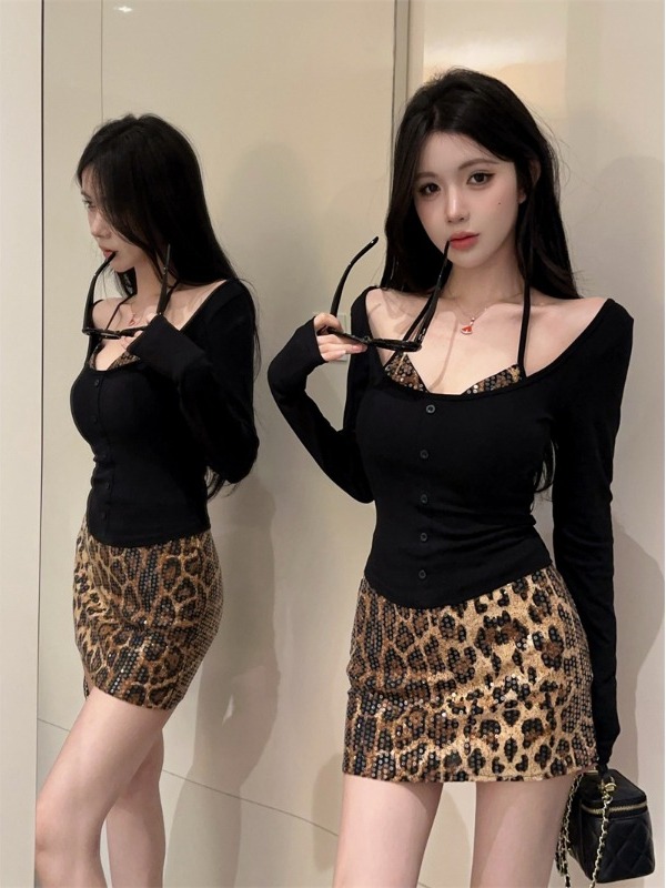 Printed Wrap Skirt - Ensemble trois pièces sexy pour femme