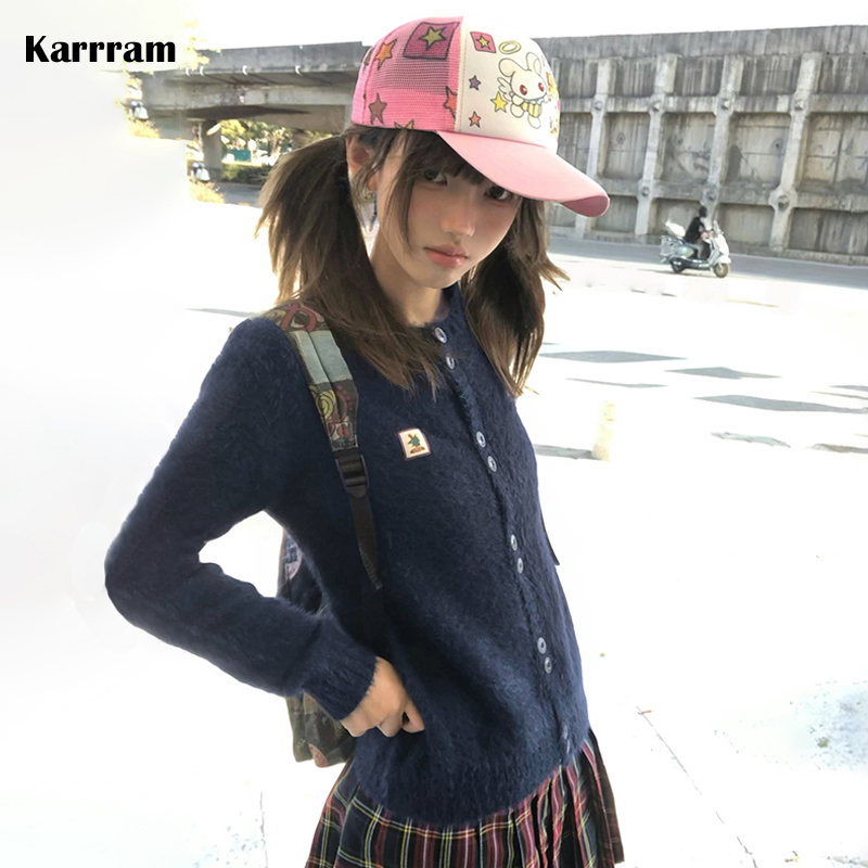 Women'S Fashion In The 90S - Karrram japonais Y2k fourrure Cardigan 2000s