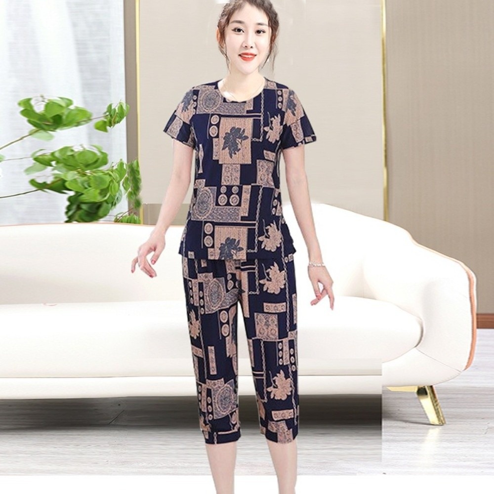 Women'S Fashion Pajamas - Ensemble T-shirt et short rayé grande