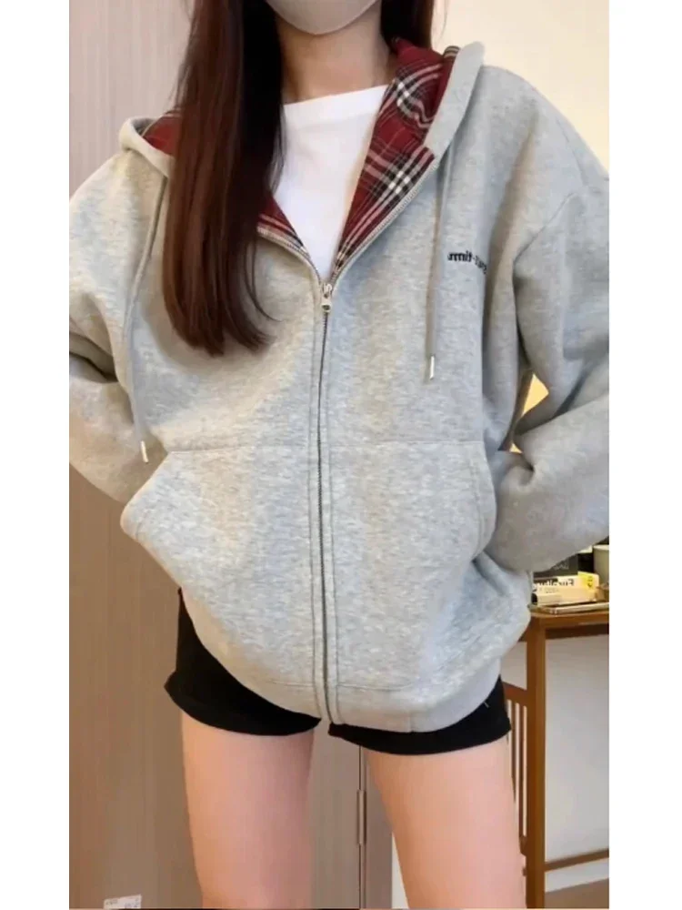 Sweats à capuche à carreaux ro - Women'S Fashion Zip Up Hoodies avis et prix