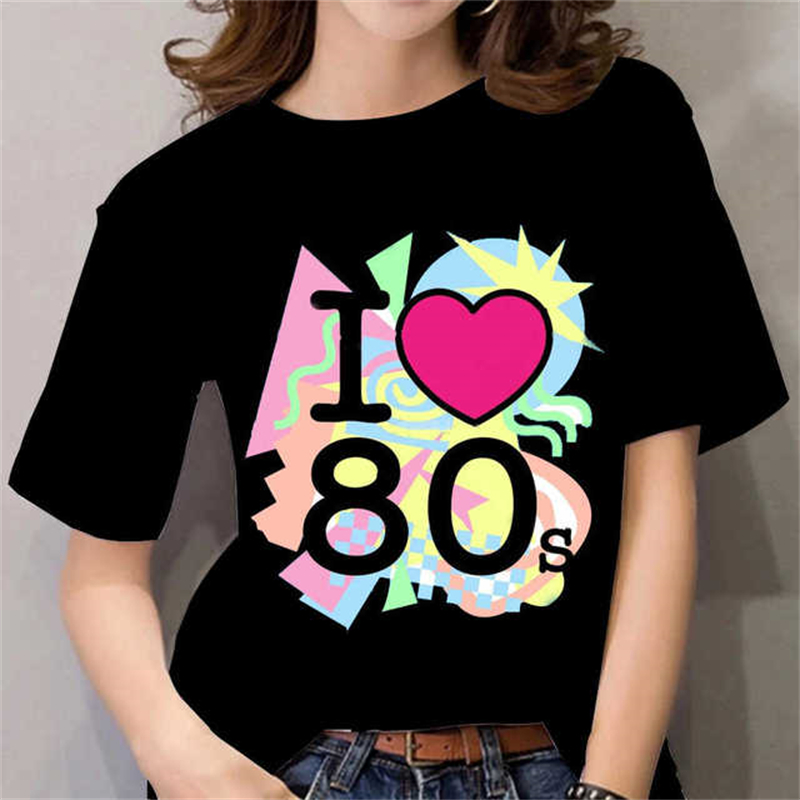 T-shirt femme années 80, noir/ - Women Fashion 80S avis et prix