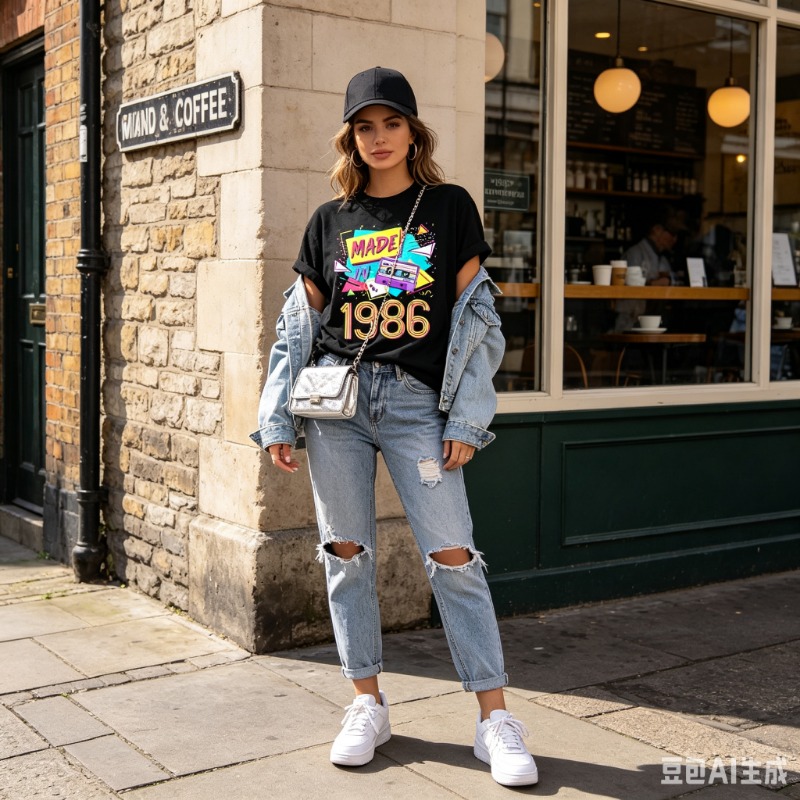 T-shirt graphique rétro années - Women Fashion 80S avis et prix