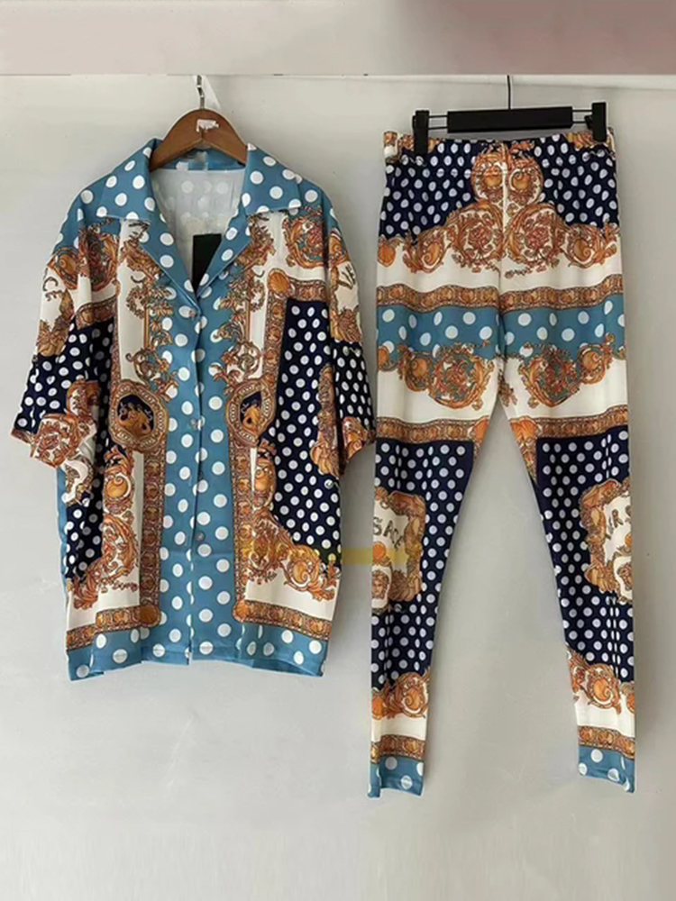 Pyjama rétro à imprimé géométr - Women'S Fashion Pajamas avis et prix